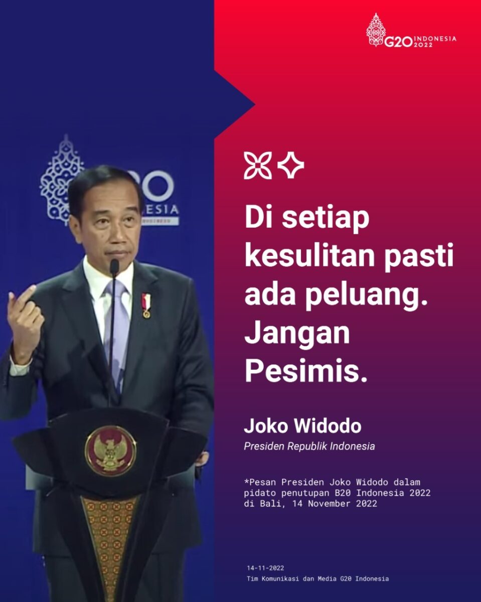 Presiden RI Joko Widodo Dalam Pidato Penutupan B20 Indonesia 2022 ...